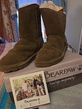BearPaw Earth Suede Cozy Shearling Boots